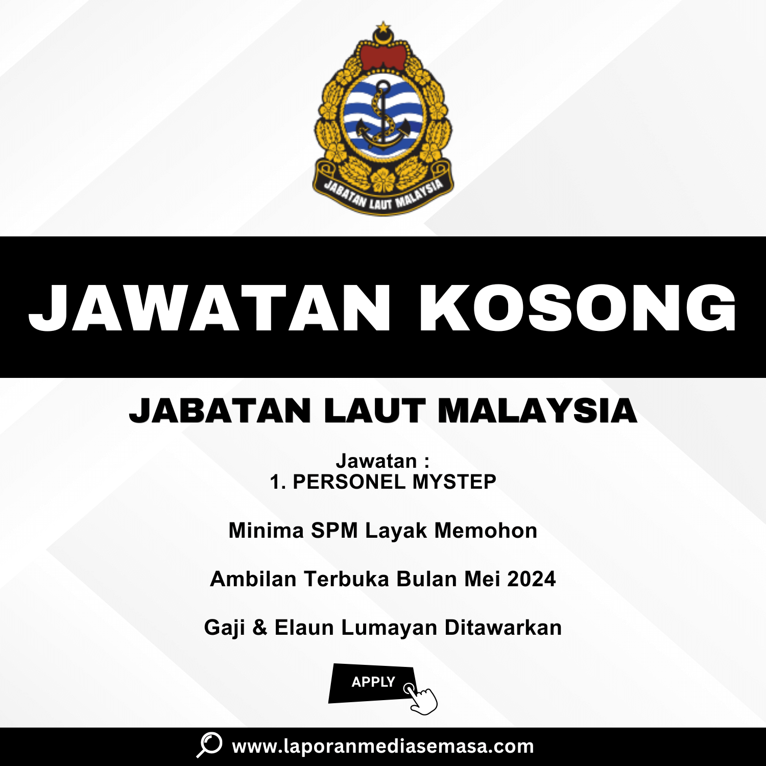 Jawatan Kosong Jabatan Laut Malaysia 2024