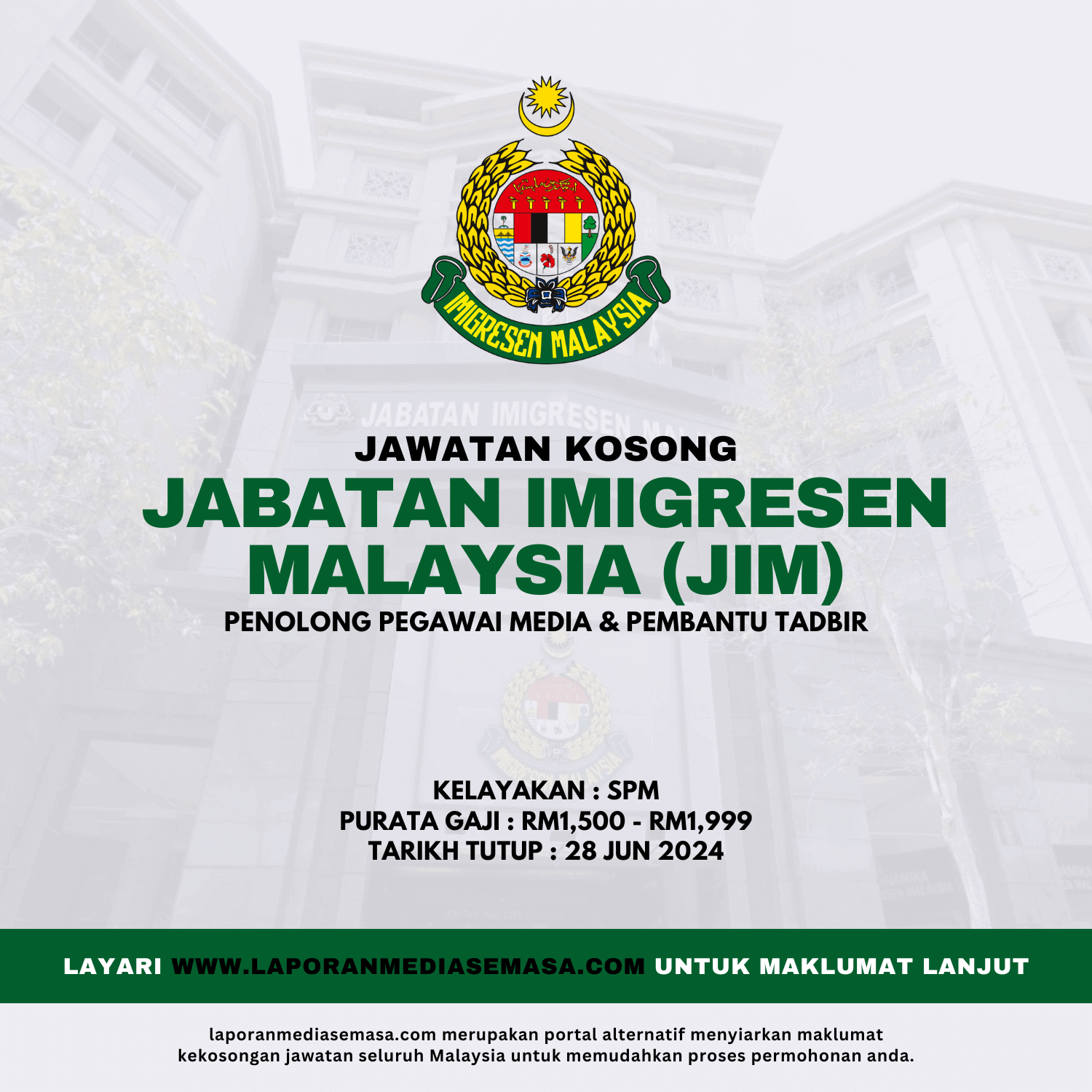 Jawatan Kosong Di Jabatan Imigresen Malaysia