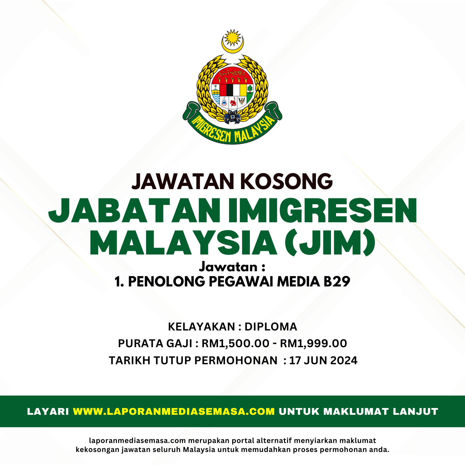 Jawatan Kosong Jabatan Imigresen Malaysia